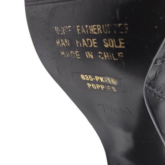 Vintage Poppies Leather Granny Boots Black Ankle Booties Pointy Kitten Heel 7.5 - Picture 8 of 16